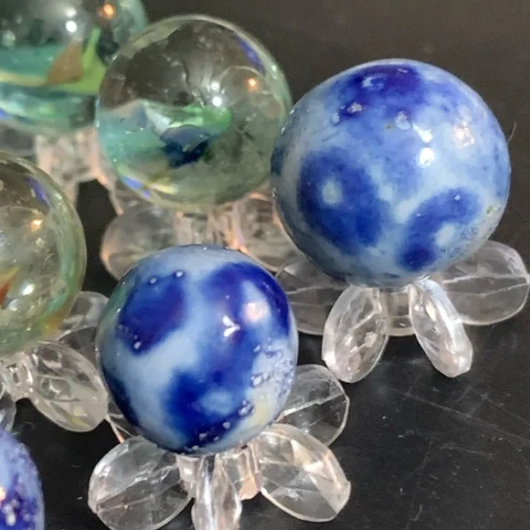 Vintage Bennington & Cat's Eye Colorful Clay & Glass Marbles Multi-Color Marbles - Picture 12 of 16